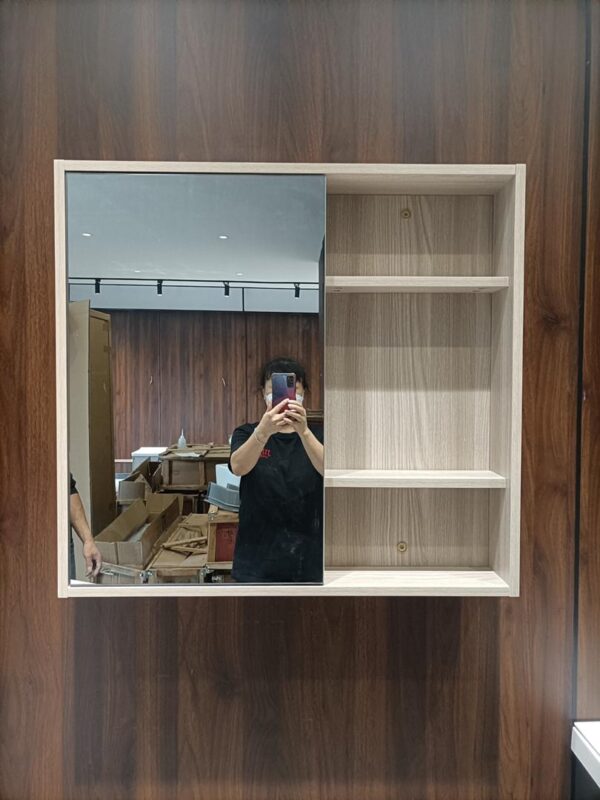 32-inch White Oak Wall Mounted Plywood Vanity Set with Mirror - Image 5